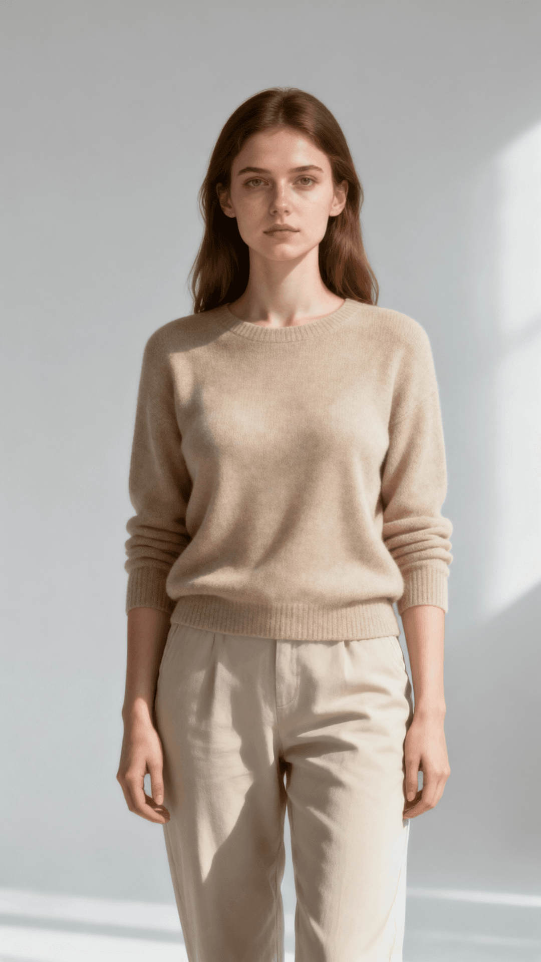 Slim Young Caucasian Woman with Brown Hair and Fair Skin AI Character